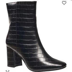 Black faux leather boots